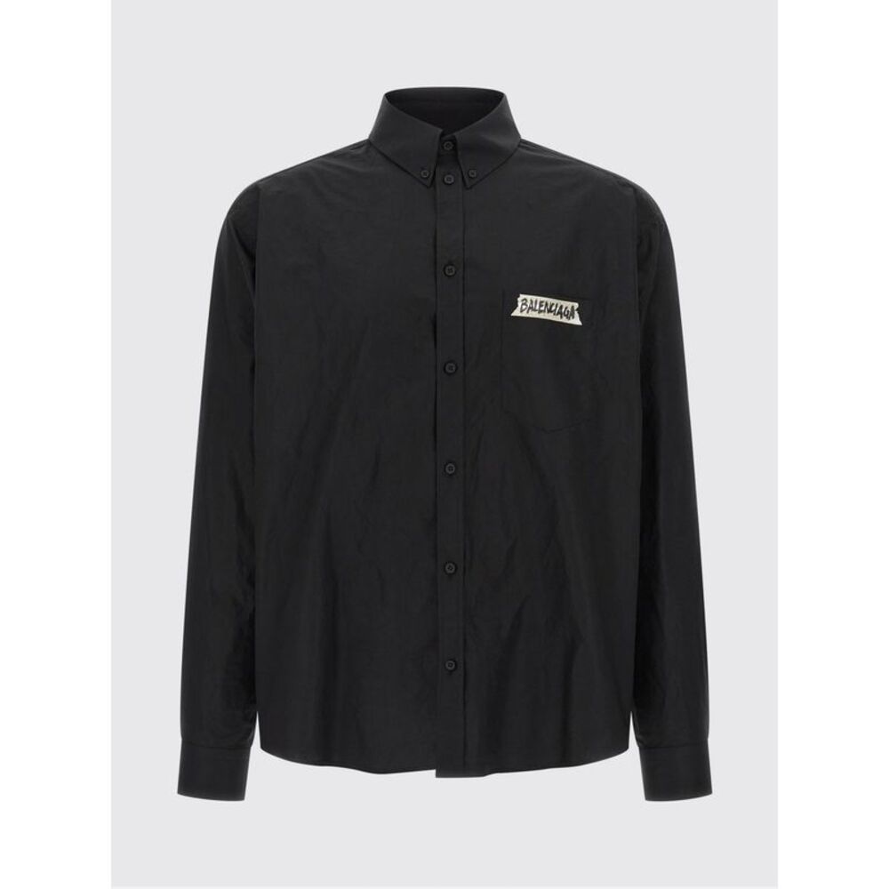 Balenciaga Men Cotton Shirt With Logo Balenciaga